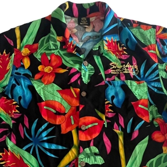 Toucan Dance Other - Vtg TOUCAN DANCE Fast Lane Hawaiian Shirt Tropical Bright Mens Medium Sharkys